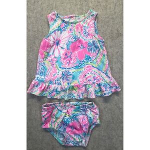Lilly Pulitzer 2-Piece Dress Set Baby Girls 3-6M Floral Paisley Ruffle & Bloomer